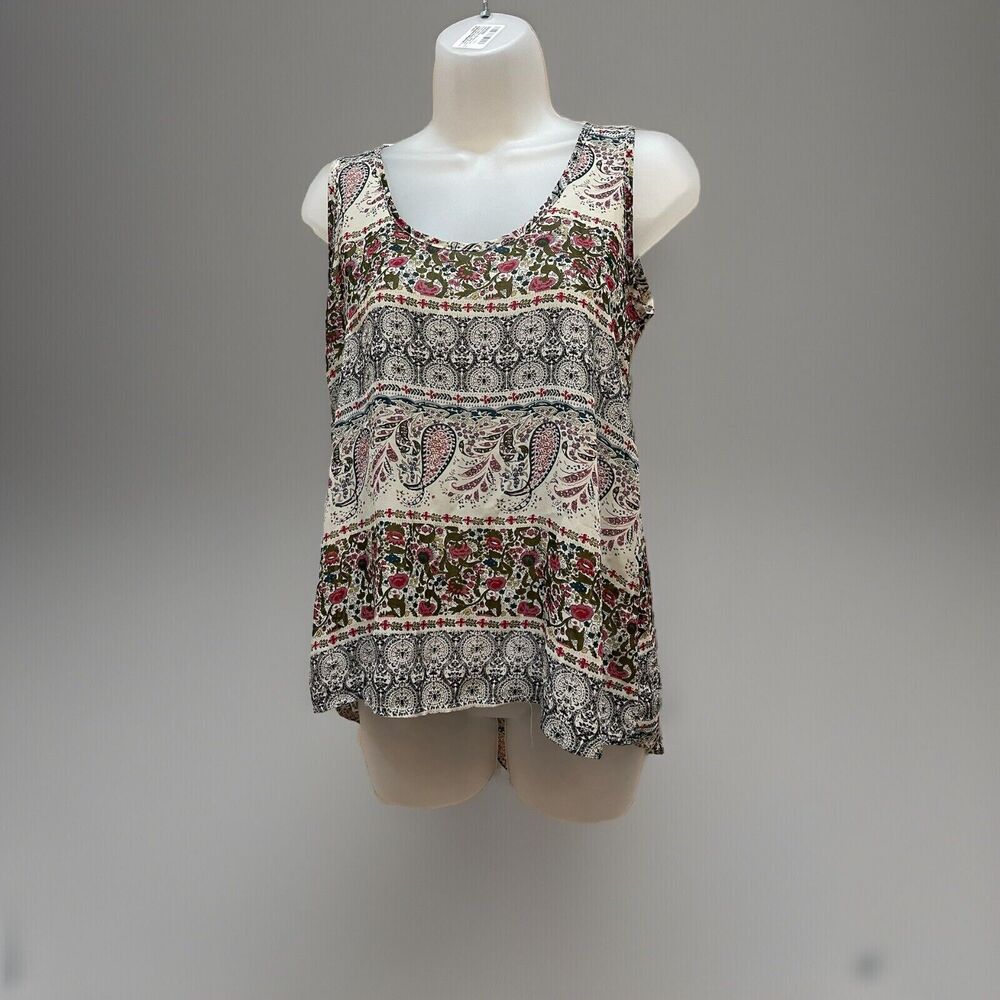 Women's Dots Floral Sleeveless Peplum Weekend Chic Top - Sz S